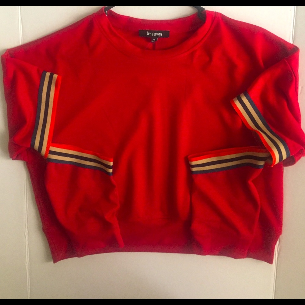Red Long Sleeve Cutout Sweatshirt-